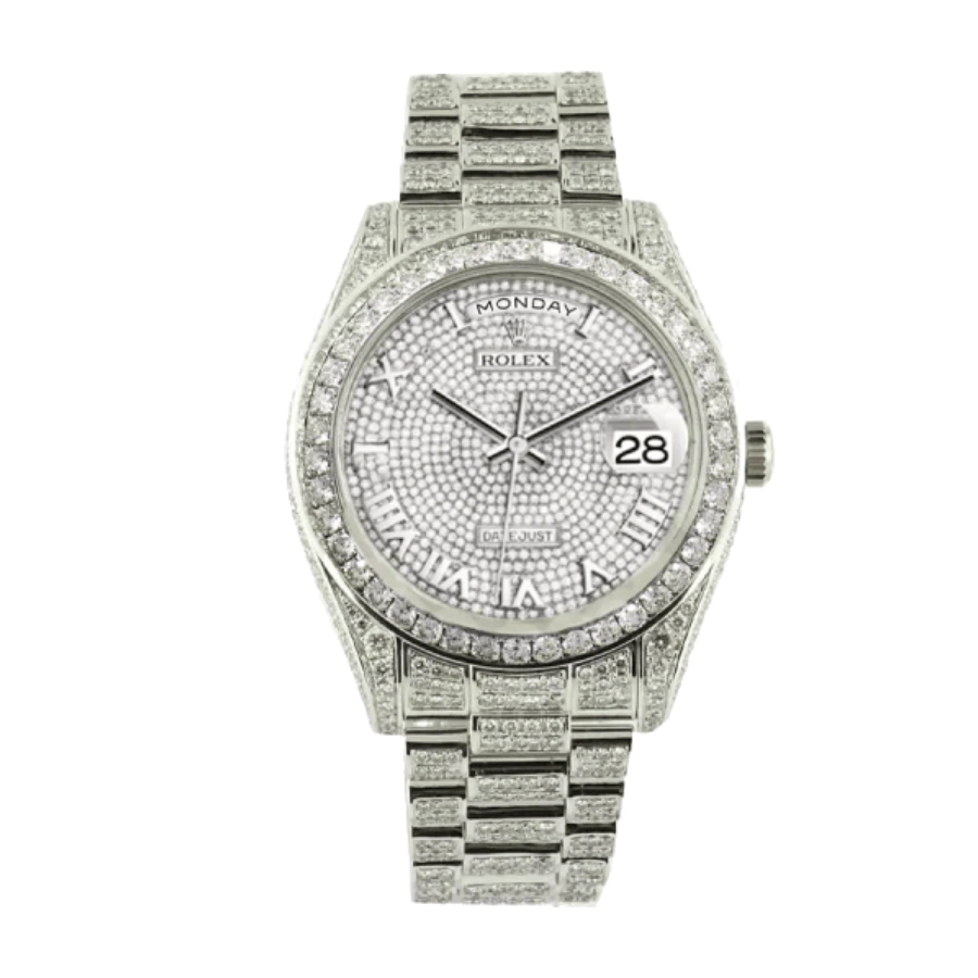 Rolex Datejust Baguette II White Gold-tone Iced Out Gem-set Dial 116300 — AV-0407