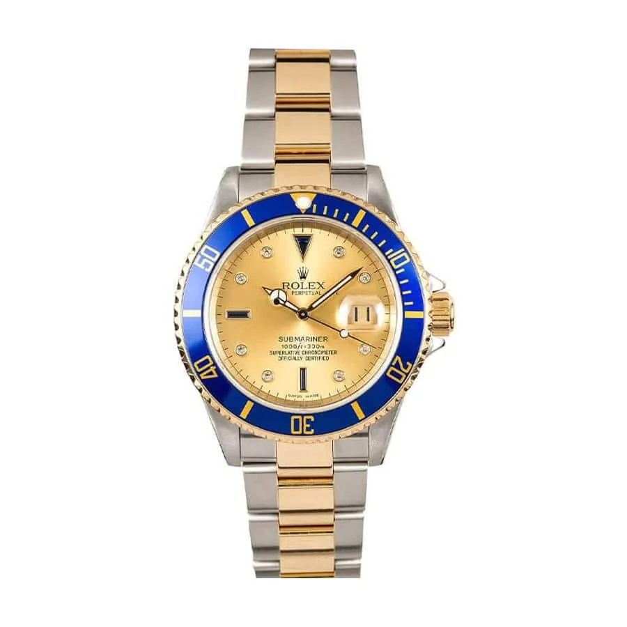 Rolex Submariner Serti Two Tone Stainless Steel Gold Gem-set 16613