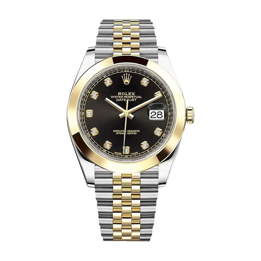 Rolex Datejust Black Gem-set Dial Steel Yellow Gold-tone 126303BKDJ Jubilee