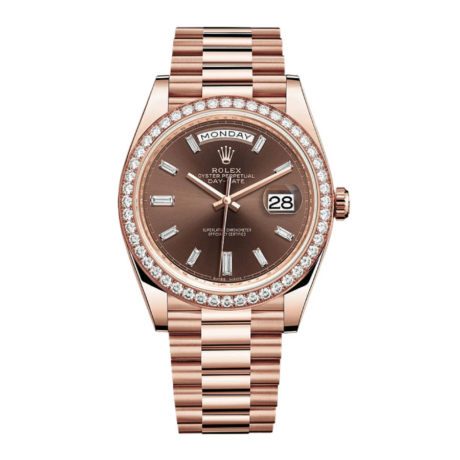 Rolex Day-Date 228345RBR Chocolate Dial Gem-set Bezel
