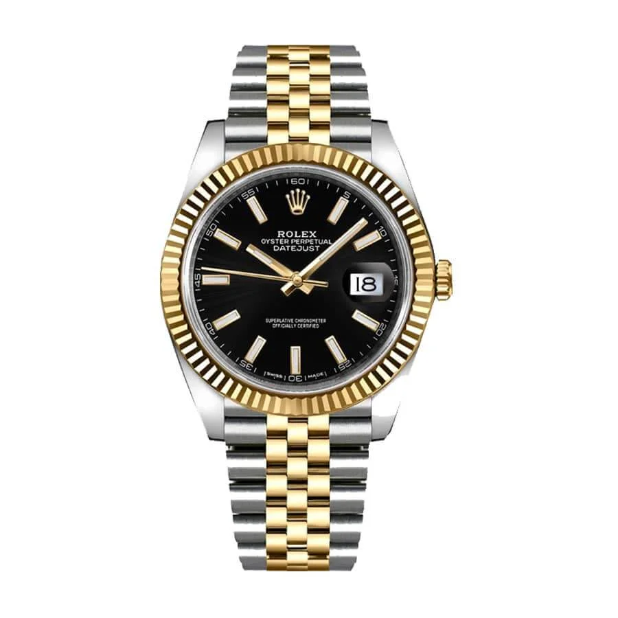 Rolex Datejust 126333 Yellow Gold-tone & Steel Black Dial Jubilee