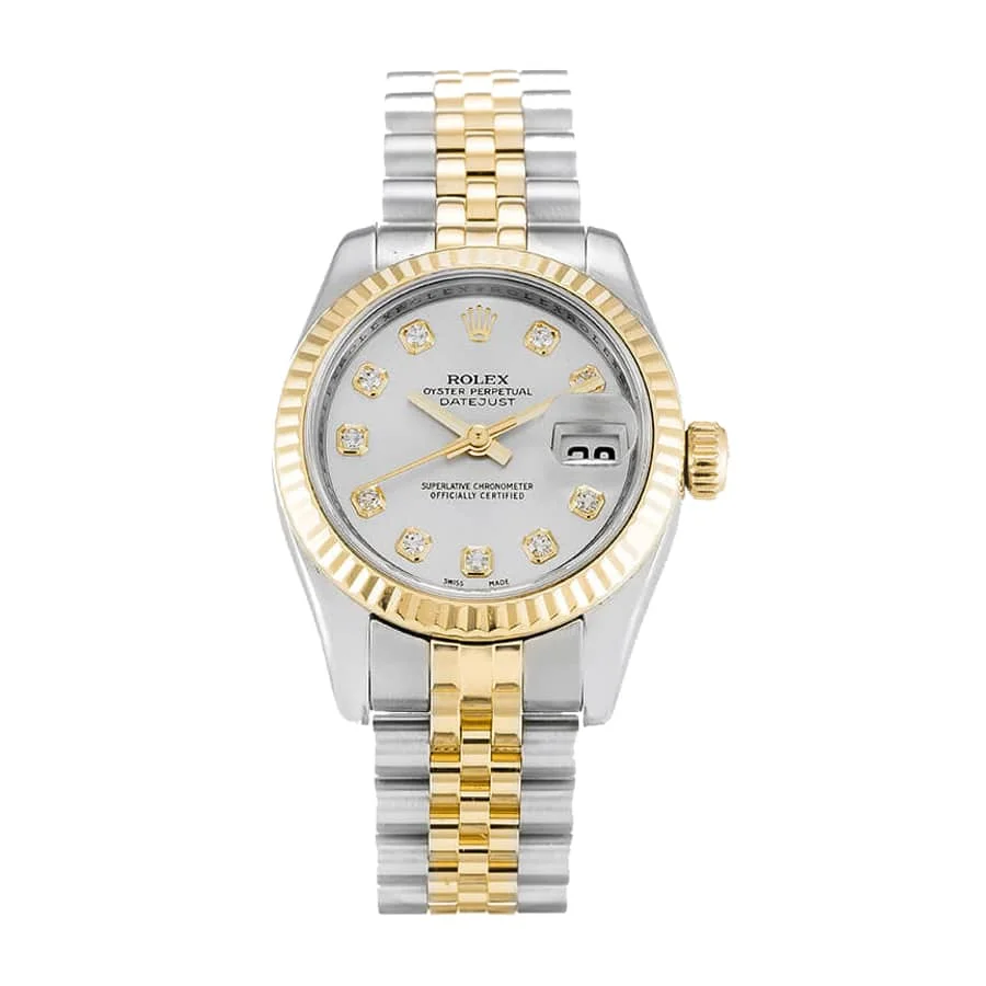 Rolex Datejust 179173 Yellow Gold-tone & Gem-set Silver Dial