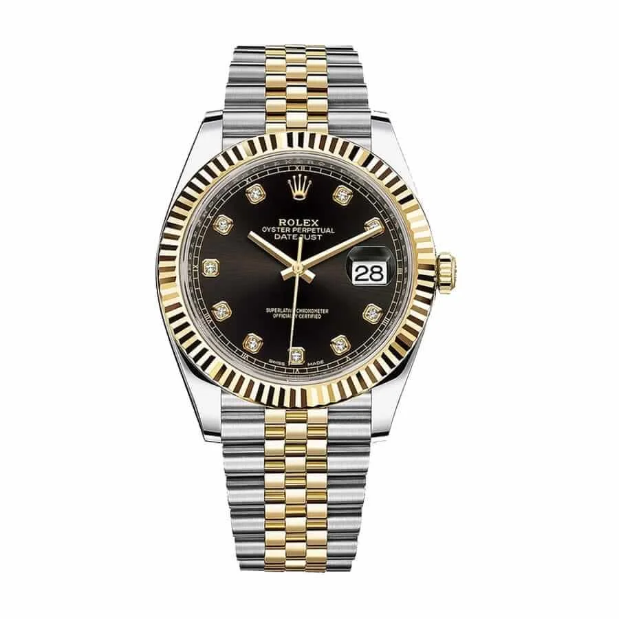 Rolex Datejust 12633BKDJ Steel Gold Automatic Black And Gem-set Dial Jubilee
