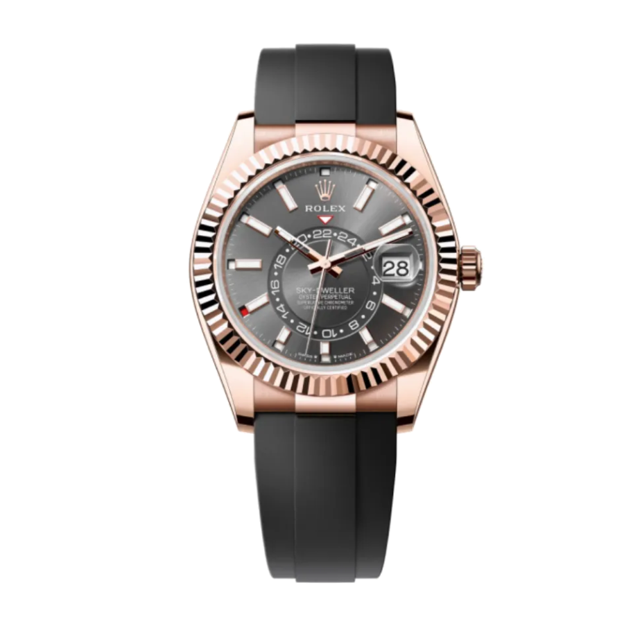 Rolex Sky-Dweller 326935-0007 SRO Automatic Everose Rhodium Dial Rubber Strap