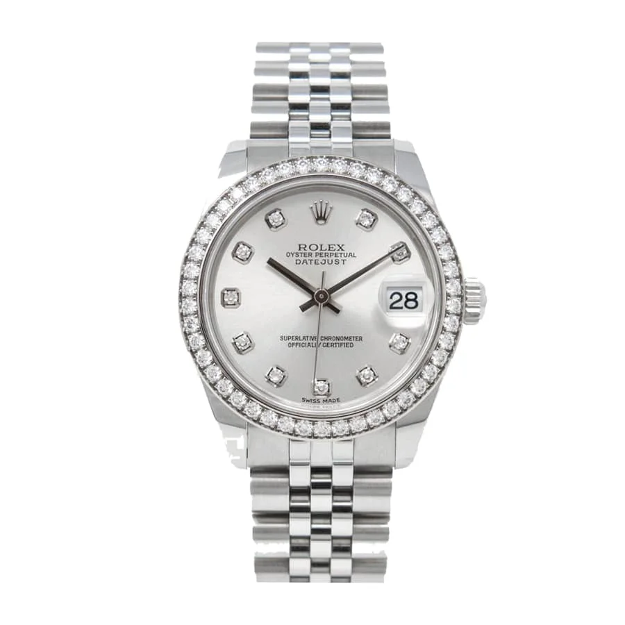 Rolex Datejust 178384-0017 White Gold-tone Black & Gem-set Dial