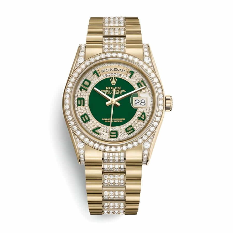 Rolex Datejust Yellow Gold-tone Green Dial Iced out 118348
