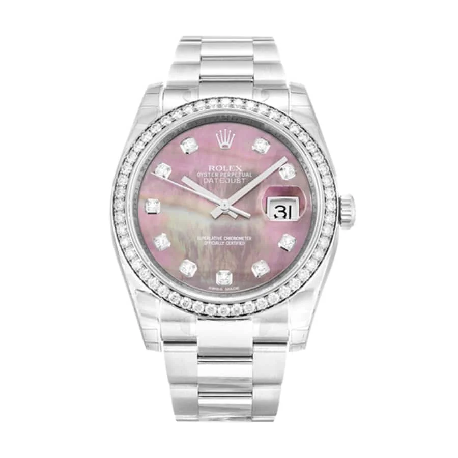 Rolex Datejust Gem-set Bezel Pink Dial 116244 Oyster