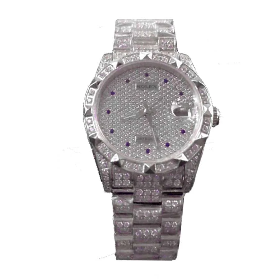 Rolex Datejust White Gold-tone Gem-set Dial Iced out 116624