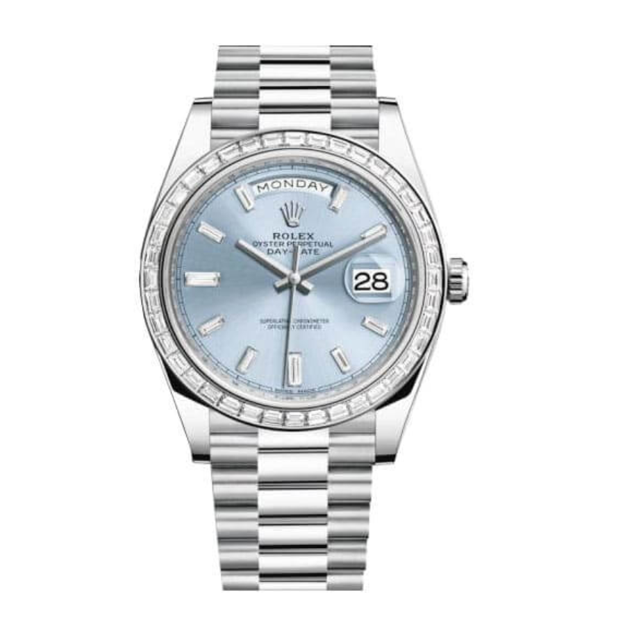 Rolex Day-Date Platinum-tone 228396TBR Ice Blue Baguette Index