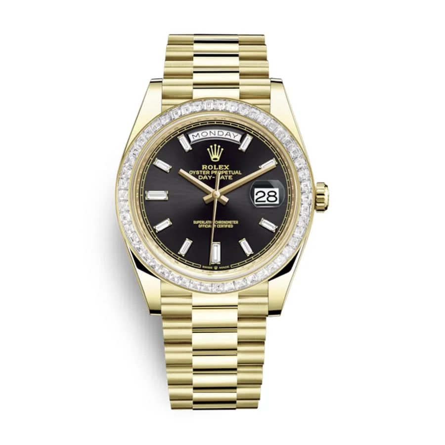 Rolex Day-Date 228398TBR Yellow Gold-tone & Gem-set Black Dial