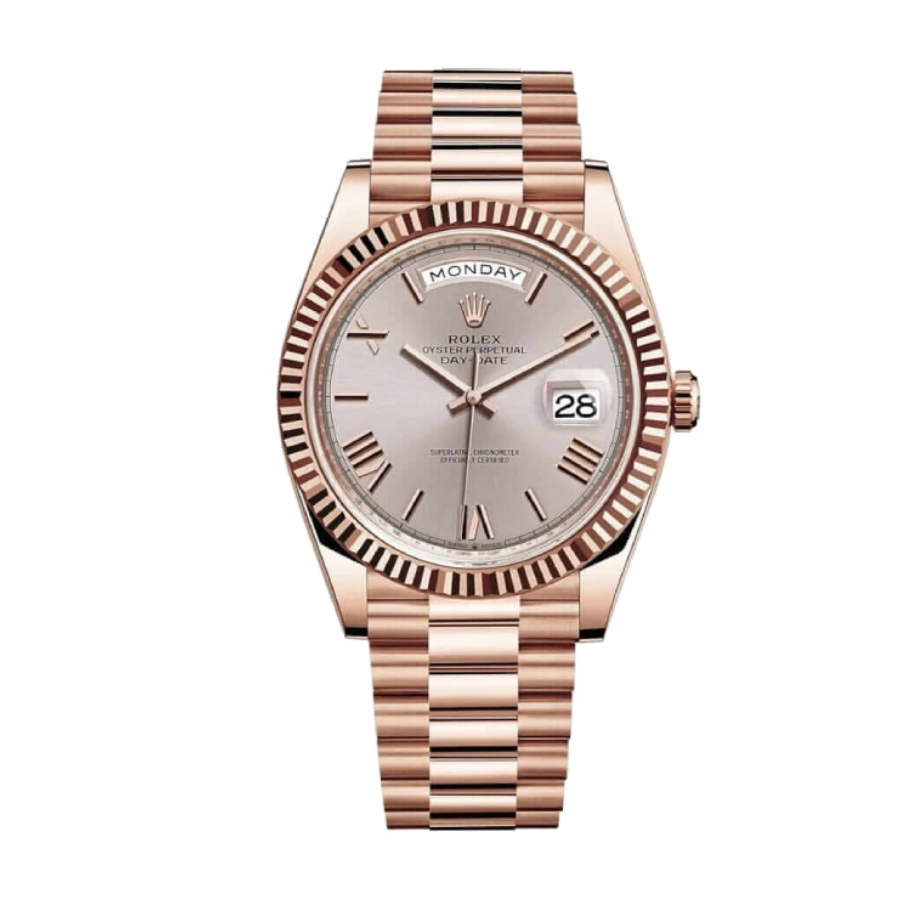 Rolex Day-Date 228235 AR Rose Gold-tone Wrapped Rhodium Dial
