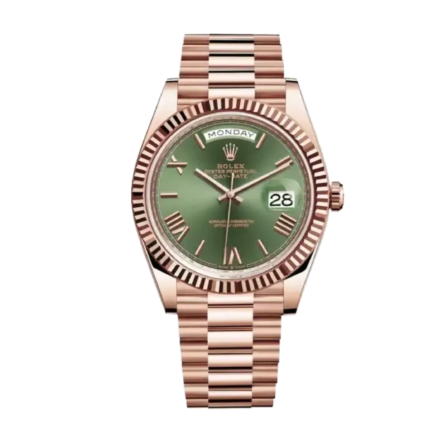 Rolex Day-Date Rose Gold-tone Green Roman Dial