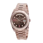 Rolex Day-Date 128235 AR Rose Gold-tone Wrapped Chocolate Dial