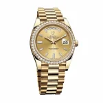 Rolex Day-Date 228348RBR KW Yellow Gold-tone & Gem-set Champagne Dial