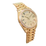 Rolex Day-Date Yellow Gold-tone With Pave Gem-set Dial Sapphire 128348RBR-0030