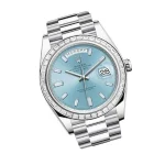 Rolex Day-Date Platinum-tone 228396TBR Ice Blue Baguette Index
