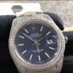 Rolex Datejust White Gold-tone Blue Dial Iced Out 126300 — AV-0683