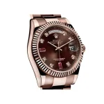 Rolex Day-Date 128235 AR Rose Gold-tone Wrapped Chocolate Dial