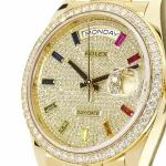 Rolex Day-Date Yellow Gold-tone With Pave Gem-set Dial Sapphire 128348RBR-0030